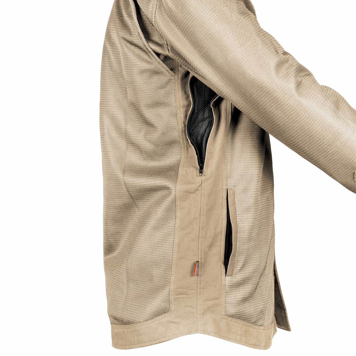 Protective Summer Mesh Shirt - Khaki Solid with Pads - Image 5